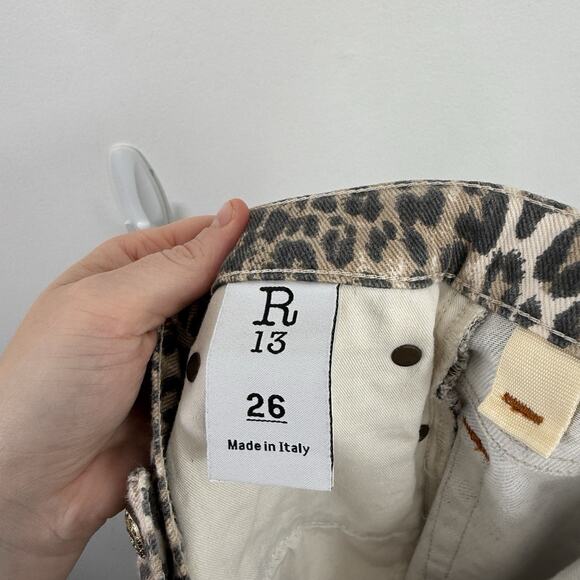 R13 Tyler High Rise Skinny Jeans Leopard Print Boho Old Money Womens 26 - Picture 8 of 11